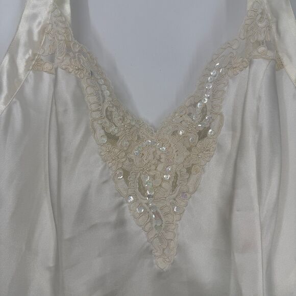 Vtg Victoria's Secret Slip Dress Chemise Sz L Ivory Lingerie 90s Coquette Bridal - Picture 4 of 12